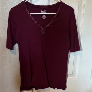 Croft & Barrow Women's Burgundy Short Sleeve Top